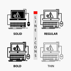 computer crash error failure system icon in thin vector