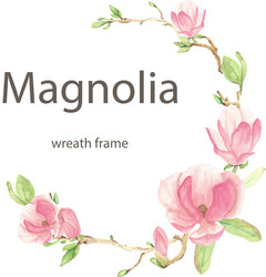 Pink Magnolia Wreath Vector Image
