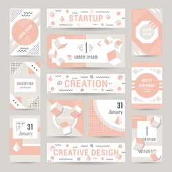 Set geometric pattern flyers and banners vector