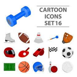 Sport and fitness set icons in cartoon style big vector