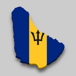 3D Isometric Barbados Map with Flag Vector Image