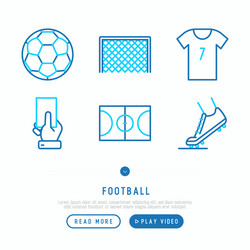 football thin line icons set vector