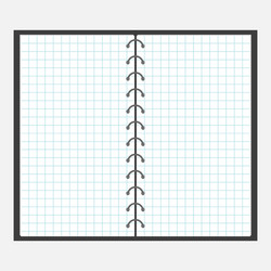 Open notebook with spiral and blank cell paper vector