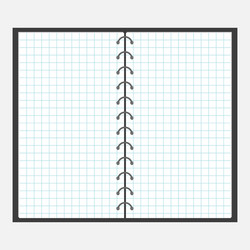 open notebook with spiral and blank cell paper vector