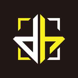 D h initials quadrangle monogram with square vector
