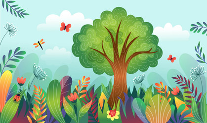 Magic wild nature enchanted garden forest vector