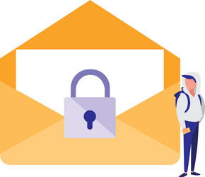 man using envelope mail with padlock vector