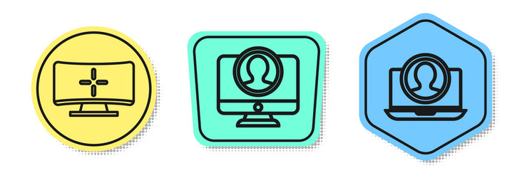 Set line computer monitor create account screen vector