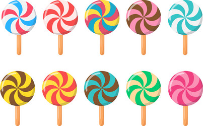 Set lollipops in various different color isolat vector