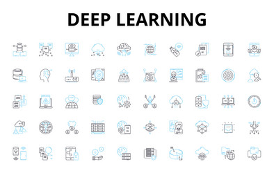 Deep learning linear icons set neural nerks vector