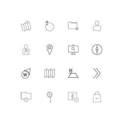 maps and navigation linear thin icons set vector image