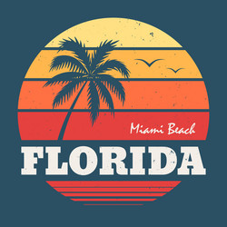 Miami Beach T-Shirt Print Vector Image