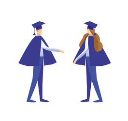 man and woman dressed in mantle academical cap vector