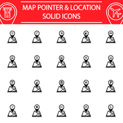 map pointer solid icon set gps and location vector image