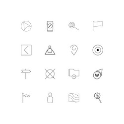maps and navigation linear thin icons set vector image