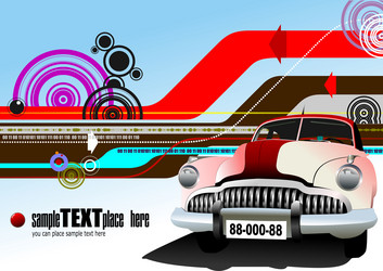 abstract hi-tech background with old car image vector