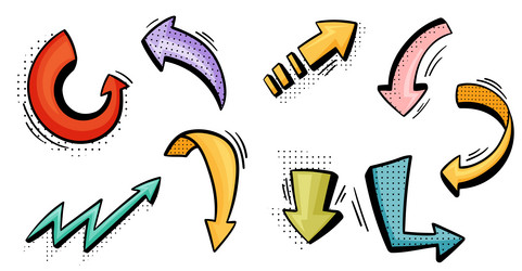 arrow and lightning flash with pointed end doodle vector image