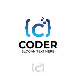 digital code logo with letter c design coding vector image