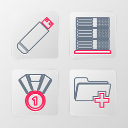 set line add new folder medal server data web vector image