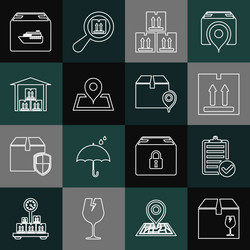 set line delivery box with fragile content vector image