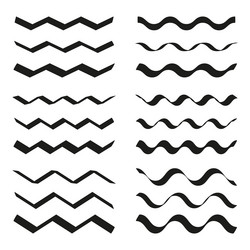 wavy and zigzag lines icon decorative pattern set vector image