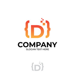 Digital code logo with letter d design coding vector
