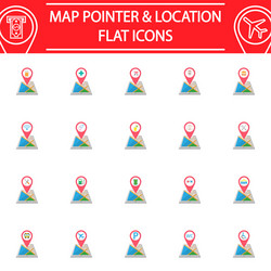 Map pointer flat icon set gps and location vector