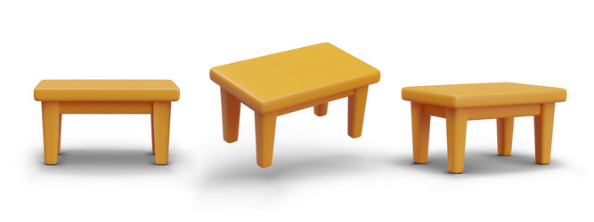 Realistic yellow table set of models at different vector
