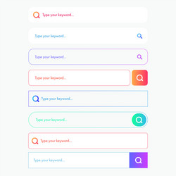 set 7 search bar inputs on white background vector
