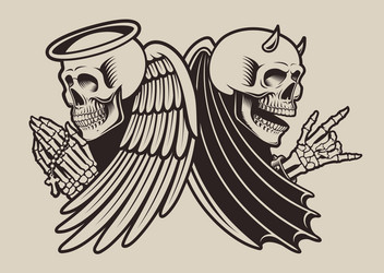 Skull Angel Devil Biker Wings Vector Image