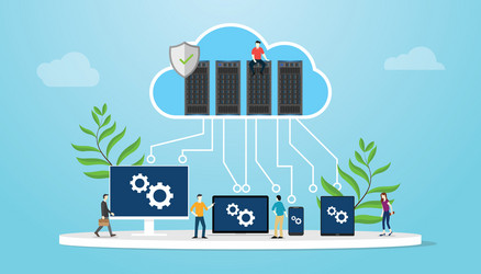 Cloud computing concept with database server vector