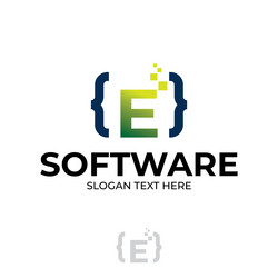 digital code logo with letter e design coding vector image