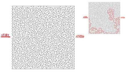 huge square labyrinth with triangular cell maze vector image