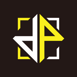 D p initials quadrangle monogram with square vector