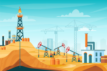 Oil extraction landscape vector