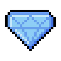 Pixel 8-bit diamond object as video game style vector