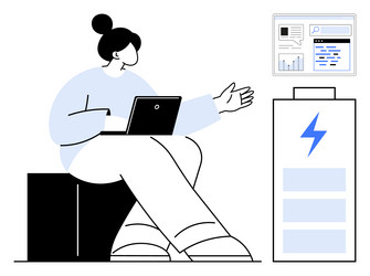 woman discussing data insights using laptop vector image