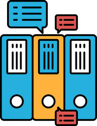 a stack of three binders with speech bubbles vector image