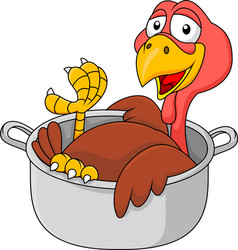 cute turkey in the saucepan vector