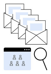 email workflow with messages user interface vector image