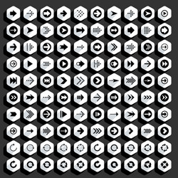 flat arrow icon hexagon web button vector image