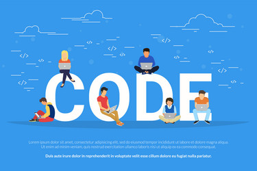 Young Programmers Coding vector image