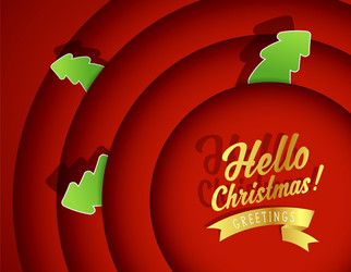 Christmas background with red circles green vector