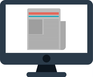 computer with document on screen icon image vector image
