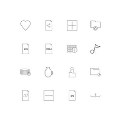 files and folders sign linear thin icons set vector image