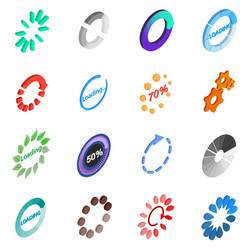 loading icons set isometric 3d style vector image