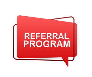 megaphone label with referral program vector image
