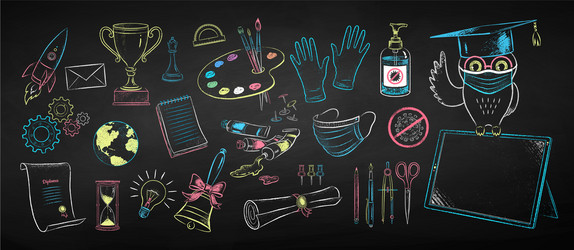 New normal education set vector