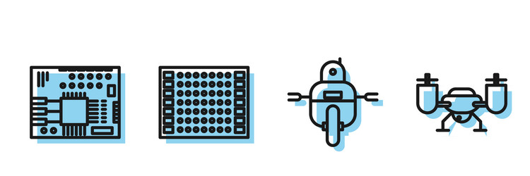 set line robot printed circuit board pcb vector image