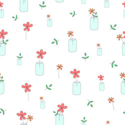 simple flower in jar doodle repeat pattern design vector image